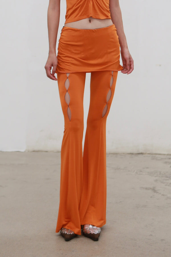 Rui Zhou 24 autumn and winter hollow flared skirt pants RUI-RAW24WV06-JU orange